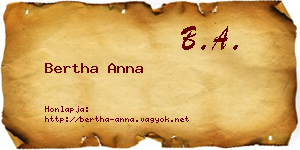 Bertha Anna névjegykártya